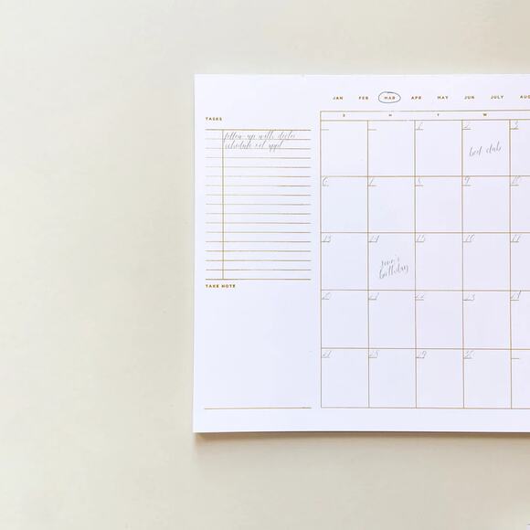 SMITTEN on PAPER Open Dated Desk Calendar in White - Picture 3 of 7